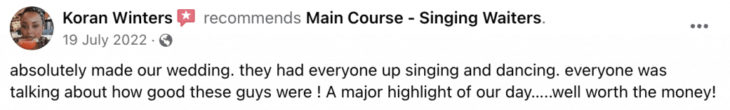 ZLP - Singing Waiters FB Review 2 ZLP - Singing Waiters FB Review 2