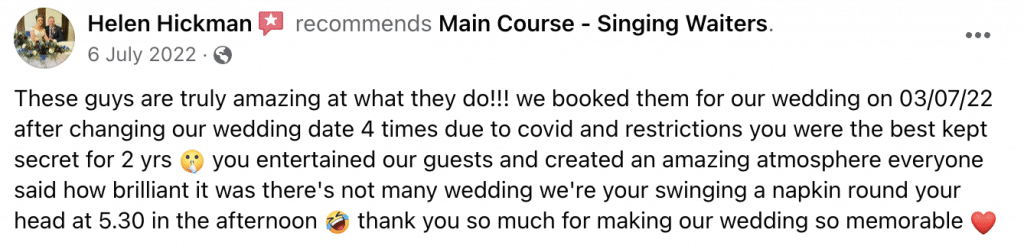 ZLP - Singing Waiters FB Review 3 ZLP - Singing Waiters FB Review 3