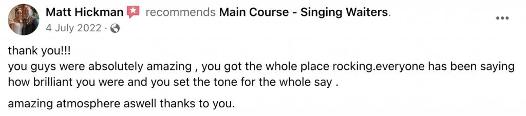 ZLP - Singing Waiters FB Review 4 ZLP - Singing Waiters FB Review 4